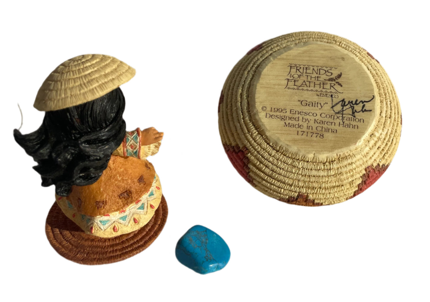 Gaity Girl with Flower  covered box with Rock Signed piece