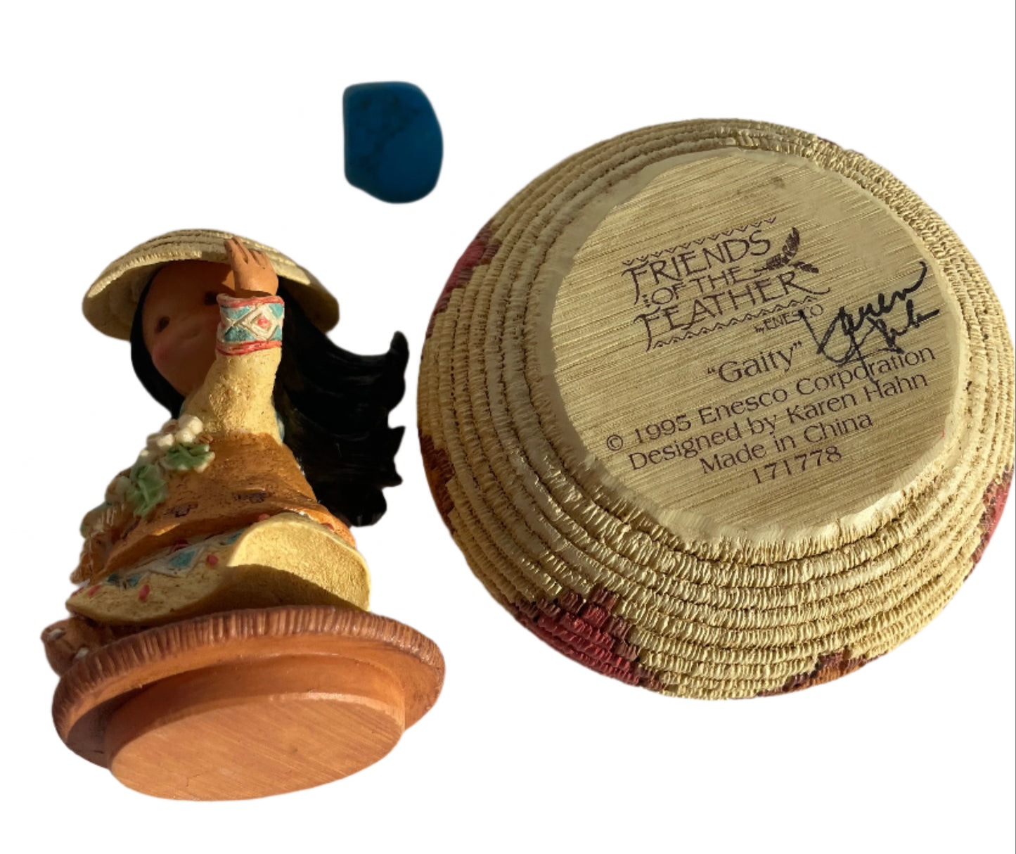 Gaity Girl with Flower  covered box with Rock Signed piece